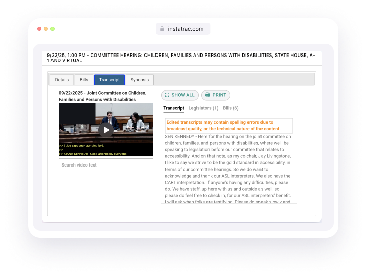 MassTrac transcripts screenshot